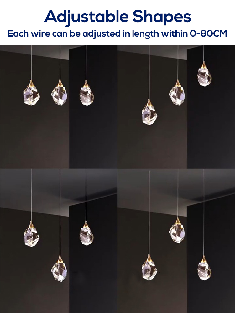 MOONSHADOW Pendant Lights Bedroom Led Full Brass Crystal Nordic Lamp Luminaire Suspension Decoration Salon Hanging Lamp 220V