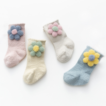 New warm baby socks cute flowers soft and non-slip baby foot sock