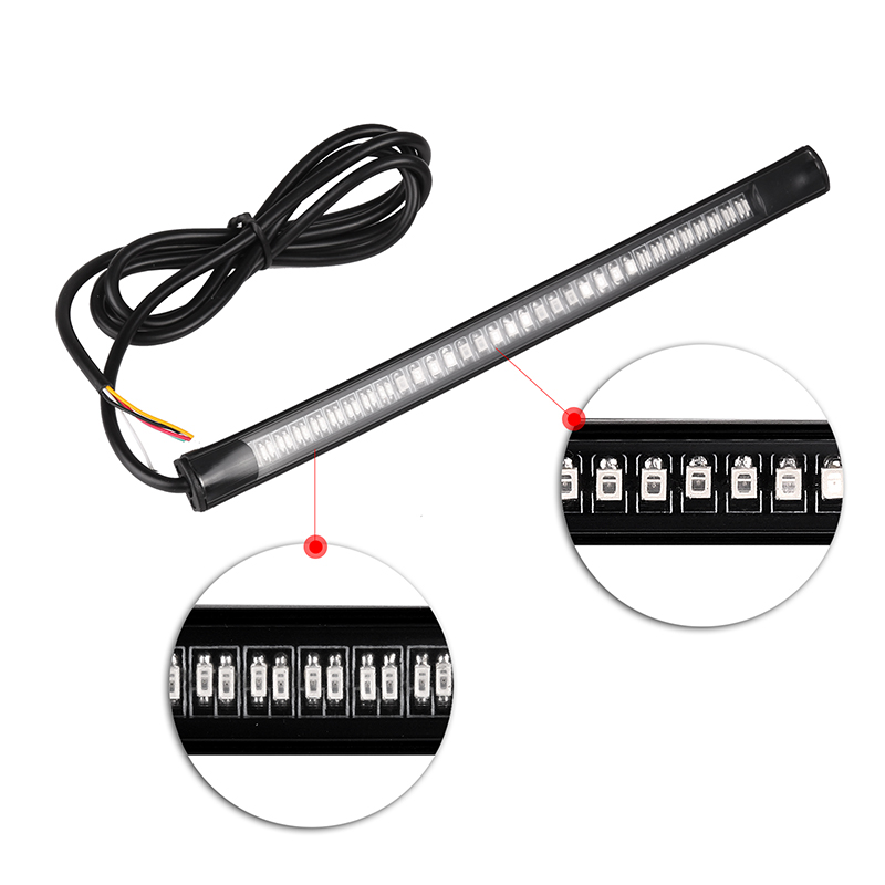 48 LEDs Motorcycle Soft Rubber Light Bar Strip Tail Brake Stop Turn Signal Lights License Plate Light 3014 SMD Universal