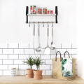 Wall Mounted Kitchen Spice Rack with 6 Removable-Hooks
