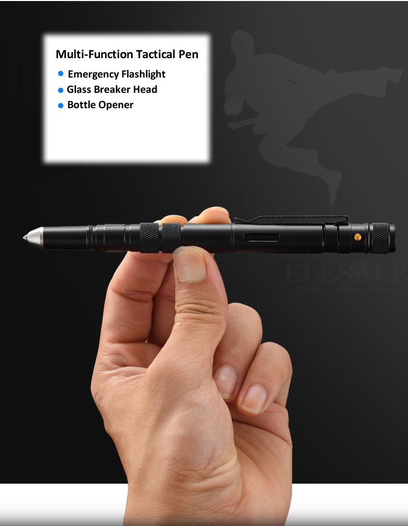 SWAT LED Flash Torch Strobe Light Tactical Pen Outdoor Multi-Function Self Defense Pens Emergency Tool Opener Glass Breaker Gift