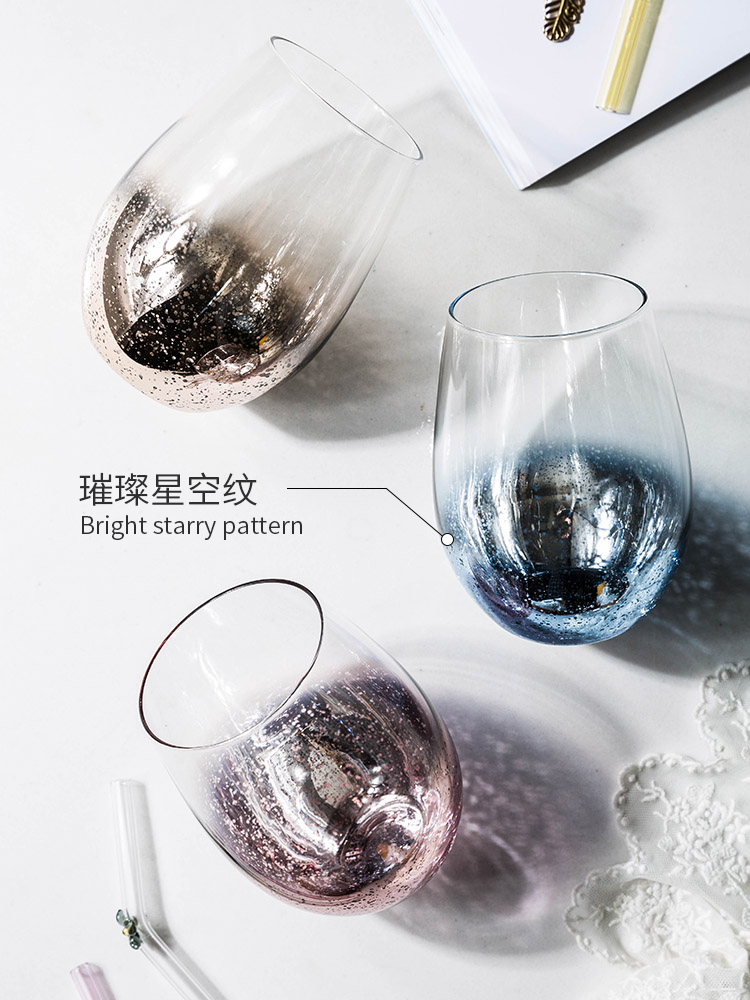 Creative Starry Sky Egg Shape Glass Breakfast Cup Coffee Tea Milk Juice Water Mug Red Wine Whiskey Cup Lovers Gifts Friends Cup