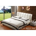 Classic White Leather Bed