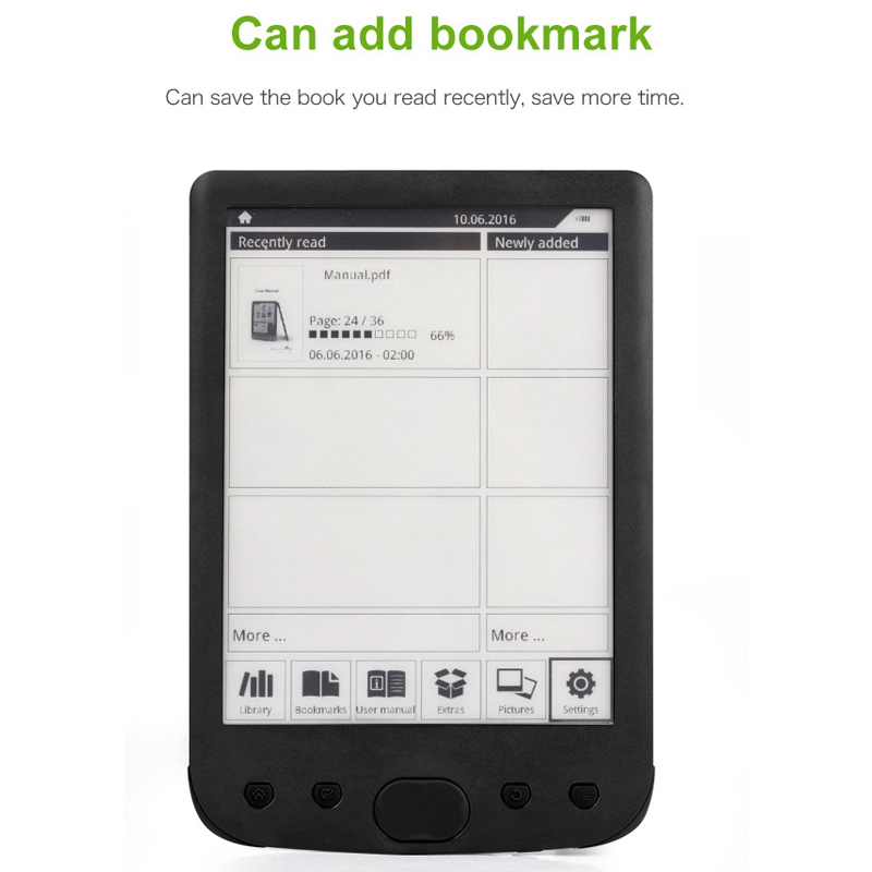 BK-6025 Electronic Paper Book Reader 6.0 Inch Ink Sn E-Book Reader Waterproof 16G Memory 800 x 600