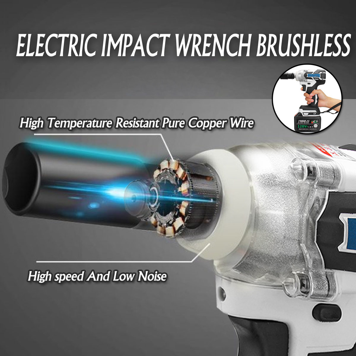 3-in-1 1280W 19800mAH Electric Brushless Drill Cordless Power Hammer Screwdriver Power Tools Lithium-Ion Battery Multifunction