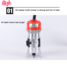 Woodworking Electric Trimmer 650W 30000rpm Wood Milling Engraving Slotting Trimming Machine Hand Carving Machine Wood Router