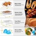 20PCS/set 8 Inch Air Fryer Accessories Rack Cake Pizza Oven Barbecue Frying Pan Tray Baking Grill Pot Kitchen Cooking Tool