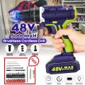 Cordless Double Speed Power Drills Hammer Drill 48VF 3 In 1 LED Lighting Large Capacity Battery 50Nm 25+1 Torque Electric Tool