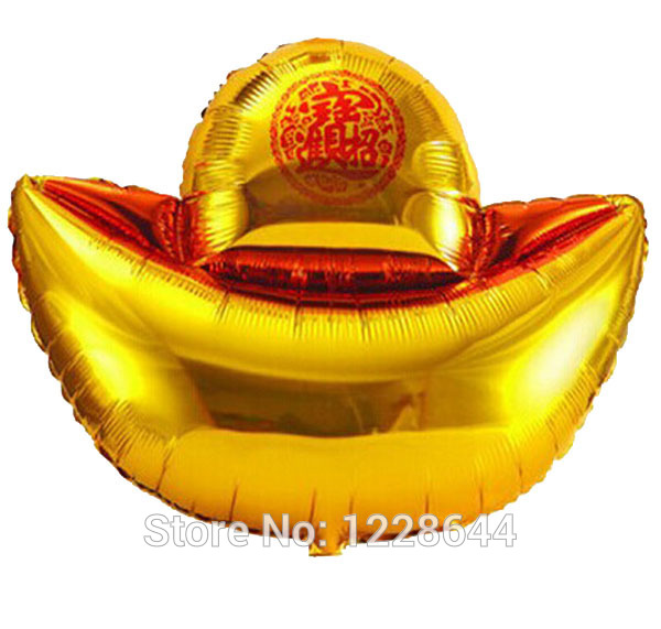 New year Start business Event party supplies Store decoration Gold ingot Aluminum foil balloons Giant size 94*90cm wholesale