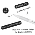 0.8mm 6 pc 3 Colors White Gold Silver Gel Pens Fine Tip Sketching Pens For art highlight Mention Marker Painting watercolors