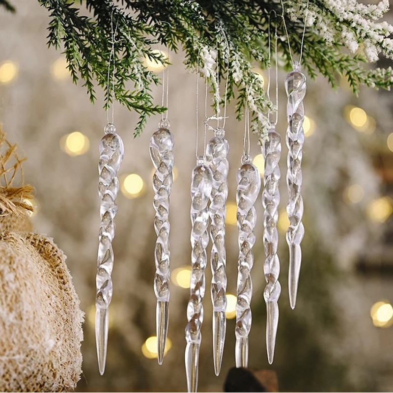10pcs/lot Christmas Simulation Fake Icicle Xmas Tree Hanging Ornament Winter Party Christmas New Year Decoration Supplies 13cm