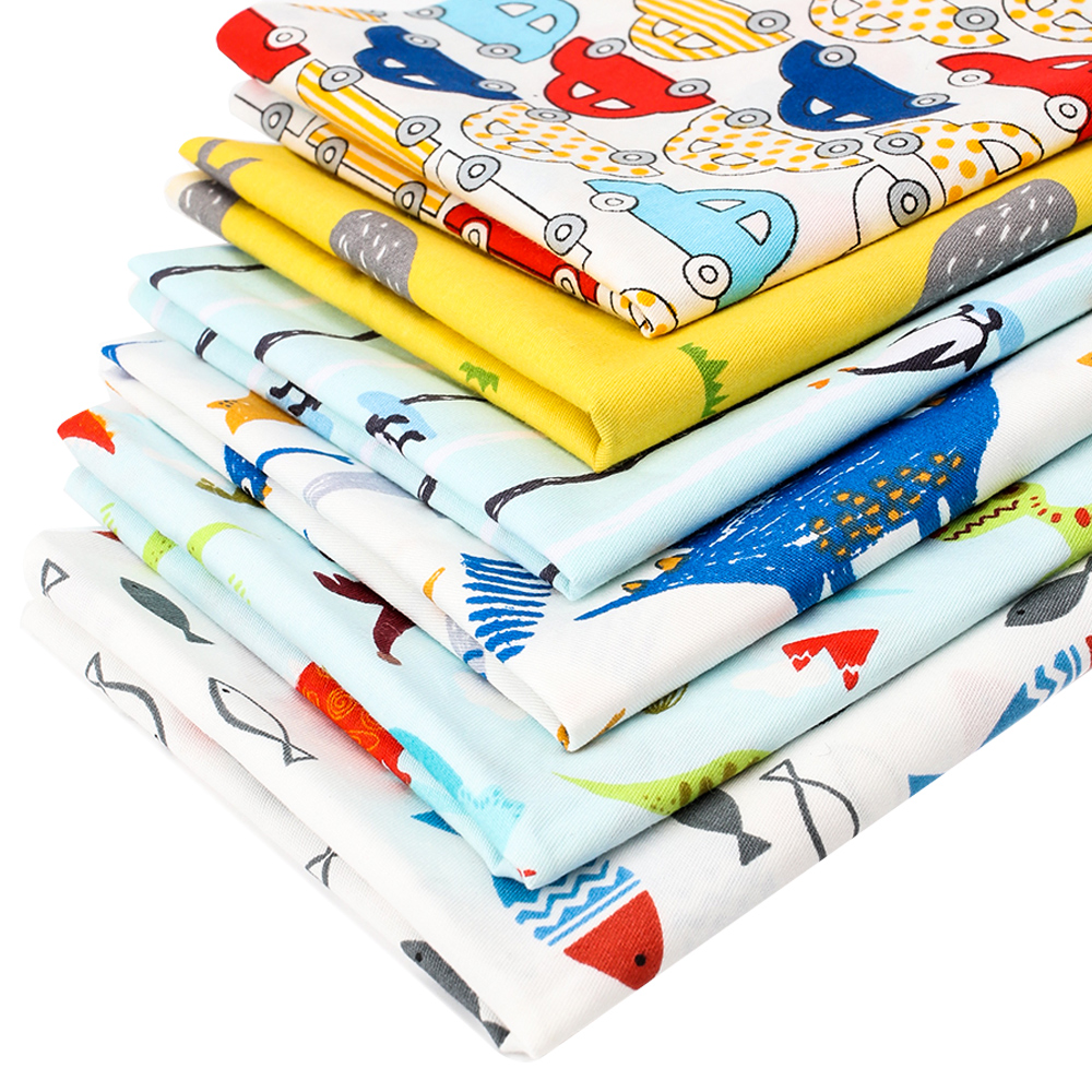 AHB 40*50cm 1pc 100% Cotton Fabric Cartoon Animals Printed Cloth Sheets Home Textile Patch Apparel Sewing Materials Handmade Bag