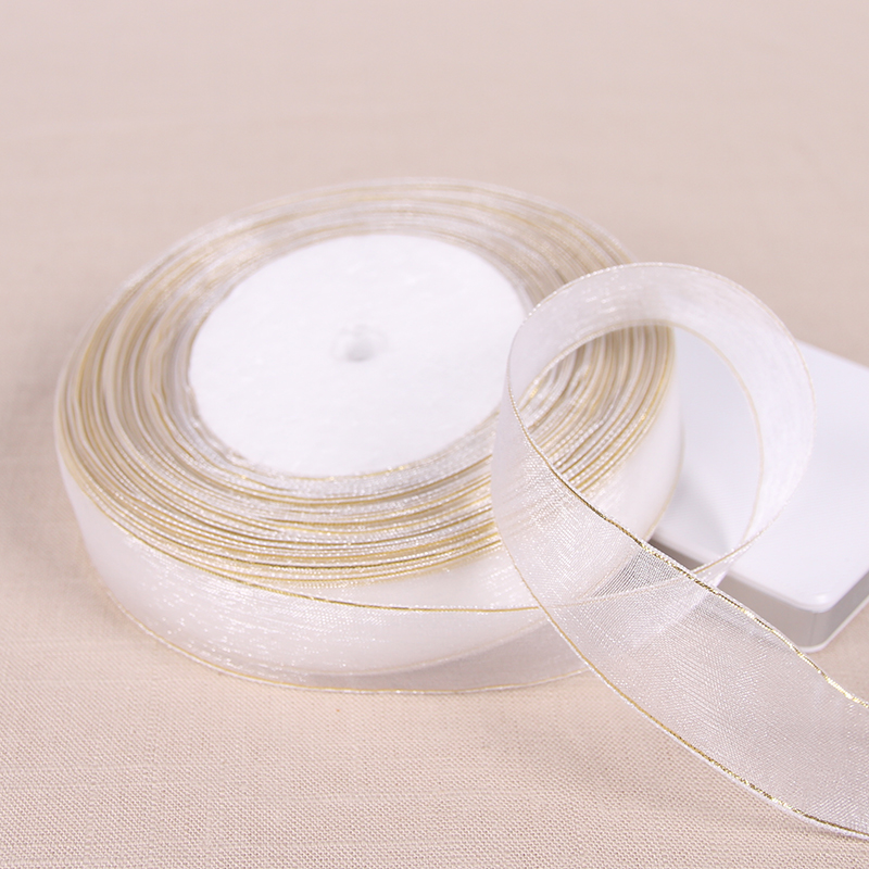 New 2-2.5CM White Chiffon ribbons Sewing art handmade DIY materials supplies wedding cake decoration holiday gift packages 45 M