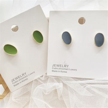 Joker Contracted Avocado Stud Earrings Small Cold Wind Small and Pure and Fresh Girl Earrings Women Push-back Zinc Alloy Metal