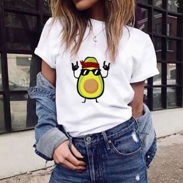 Women's Loose Round Neck Tops Fresh Sweet Papaya Cartoon Characters Polyester Cotton T-shirts Streetwear Graphic T Shirt Tee Top