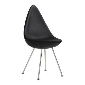 Arne Jacobsen Leather Dining Chair Drop Chair Reproduction