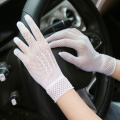 Sexy Lace Hollow Out Sunscreen Glove Women Ceremony Etiquette Black White Mesh Mittens Summer Thin Breathable Soft Elastic Glove