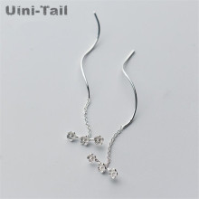 Uini-Tail hot 925 sterling silver plum blossom wave ear wire female long student wild fresh earrings personality temperament