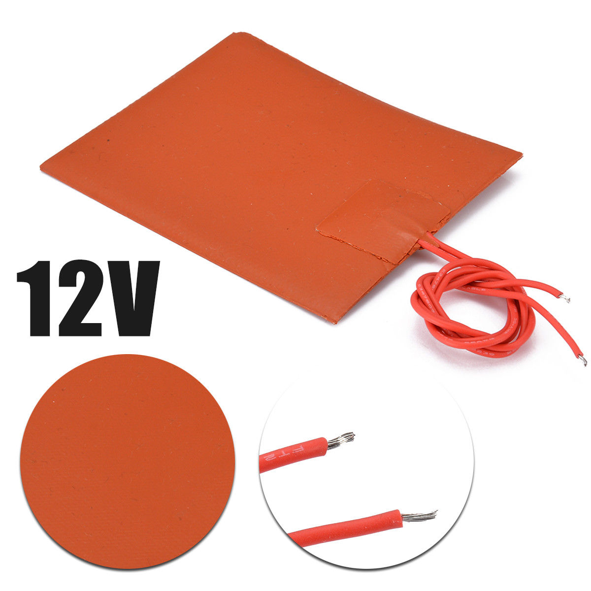 80x100mm 12V DC 20W Silicone Heated Bed Heating Pad Flexible Waterproof For 3D Printer Parts Electric Heating Pads