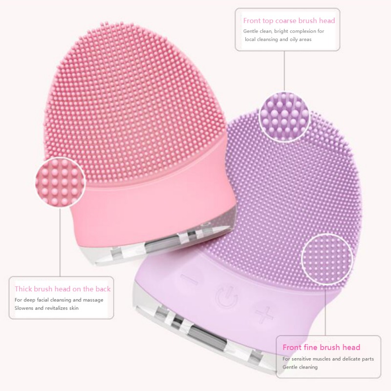 Electric Facial Cleansing Brush Silicone Sonic Vibration Cleaner Deep Pore Cleaning Skin Massager Face Brush Face Cleaner New