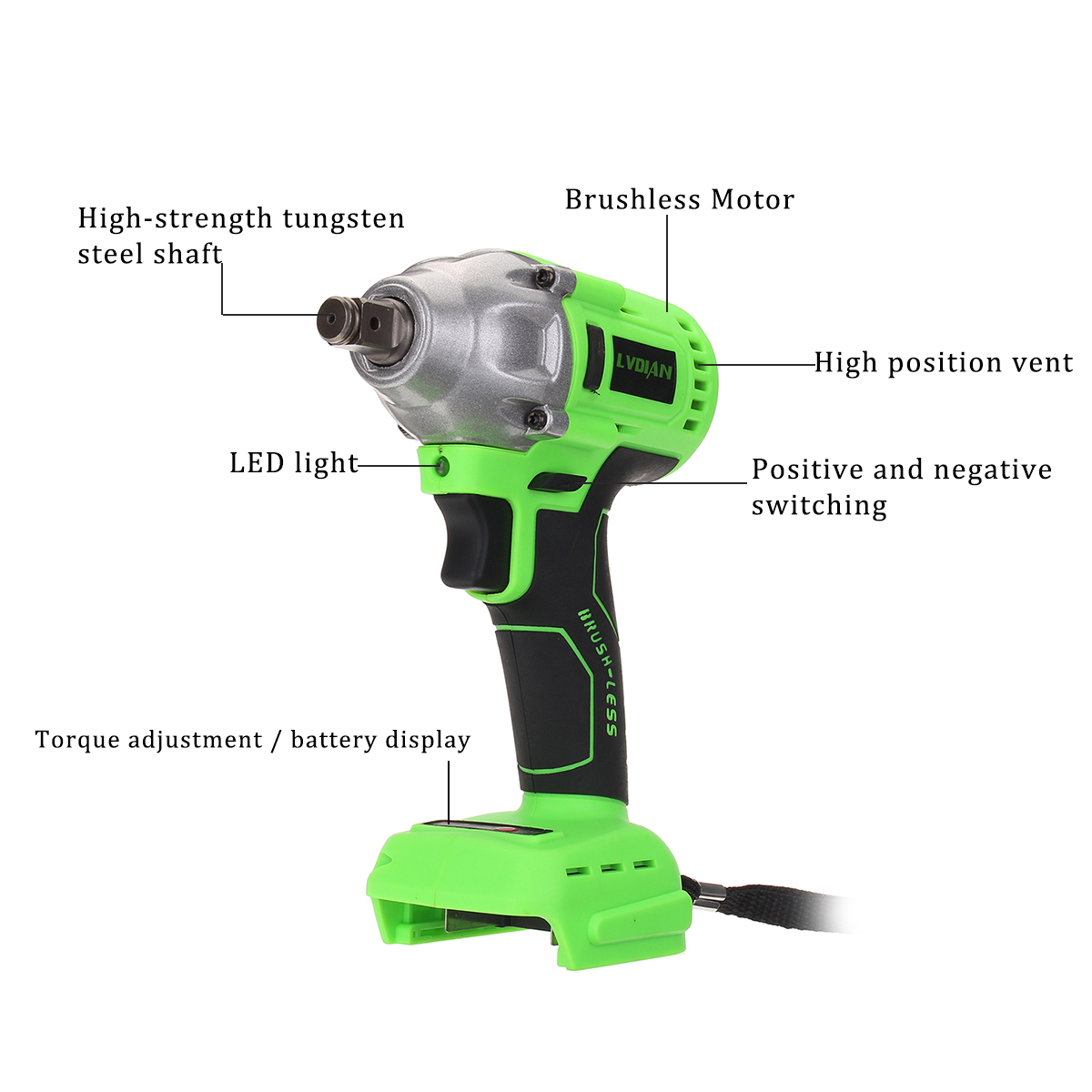 650/680NM High Torque 1/2" Rechargeable Cordless Brushless Impact Wrench Electric Wrench Body Only Power Tool For Makita Battery