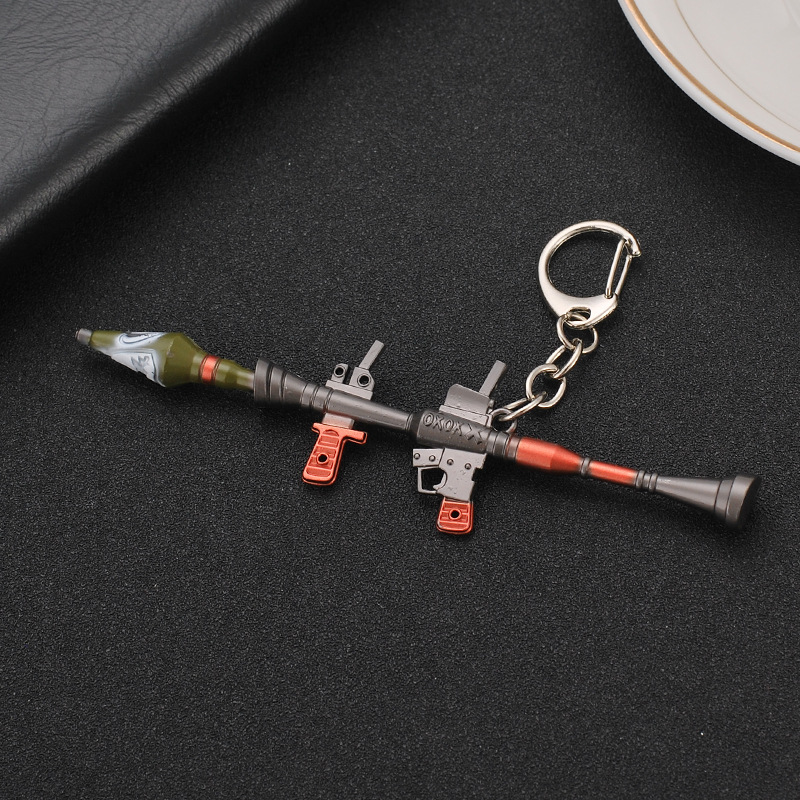 Hot Game Metal Little Gun Pickaxe PUBG Weapon Rifle Model AK Guns CS Keyring Key Gift Toys for Men Gifts Souvenirs