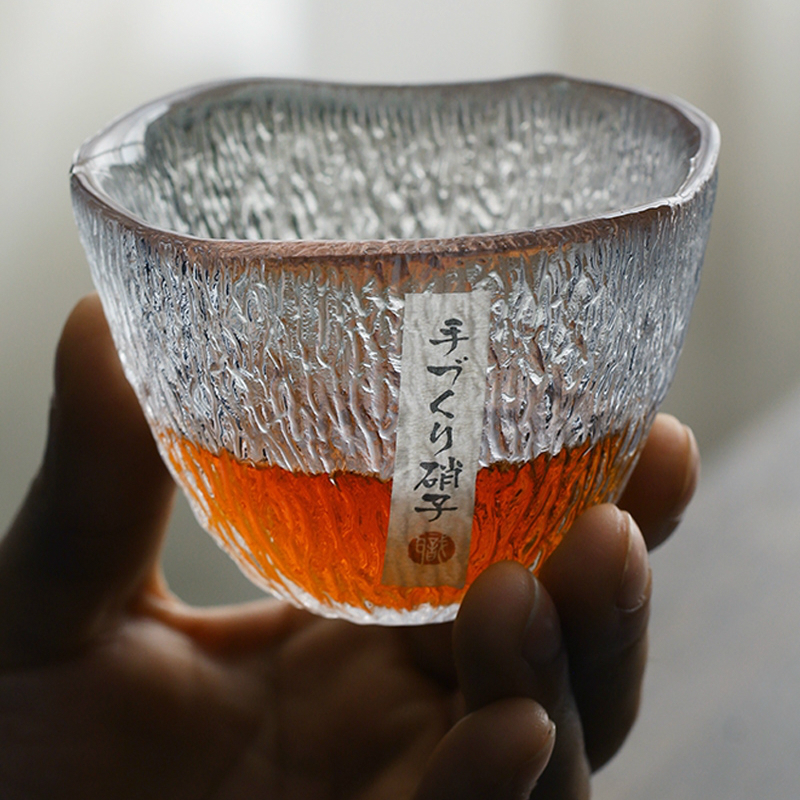 Japanese Hand Hammer Pattern Whiskey Crystal Glass Kung Fu Tea Cup Niche Liquor Whisky Crystal Wine Glass Cognac Brandy Snifter