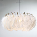 JW American Style White/black Feather Chandelier Nordic Modern Simple Living Room Bedroom Warm Creative Personality Room Light