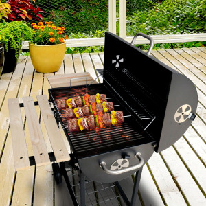 portable Charcoal BBQ Grill with Side Table