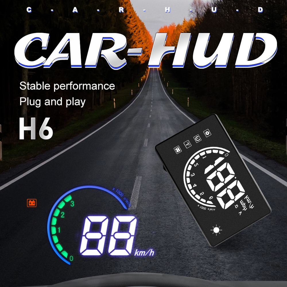 3.8inch HUD H6 Head up display OBD II Computer Speedometer Car electronics Overspeed Voltage Alarm Water temp Overspeed RPM