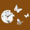 New hot diy mirror wall clock acrylic sticker modern style decor butterfly wall clocks home decoration fashion wall watches