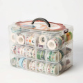 1 Pcs PP MultiFunction 3 layers 18 grids Washi tape storage box transparent Tool Set box accessories Handcarry stationery Holder
