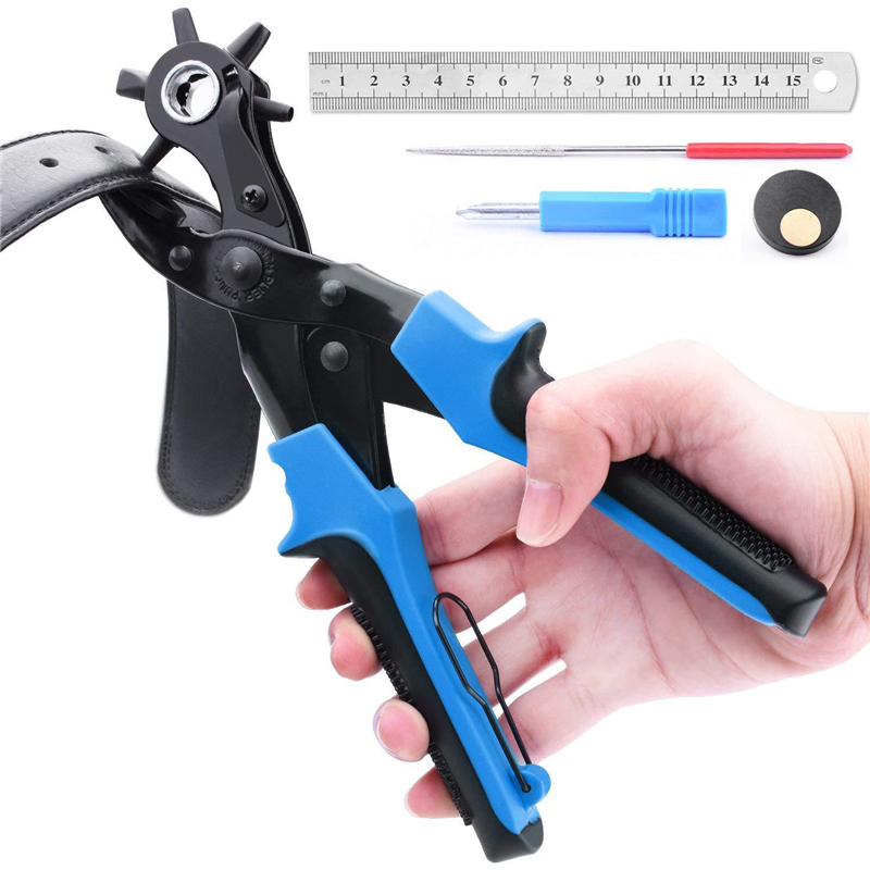 6 Holes Punch Plier Hole Punching Machine Round Hole Perforator Tool Make Hole Puncher For Watchband Cards Leather Belt