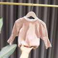 Height 90-130CM Baby Girl Design Sense Bottoming Shirt Children 2020 Autumn Clothes Korean New Style Puff Long Sleeve