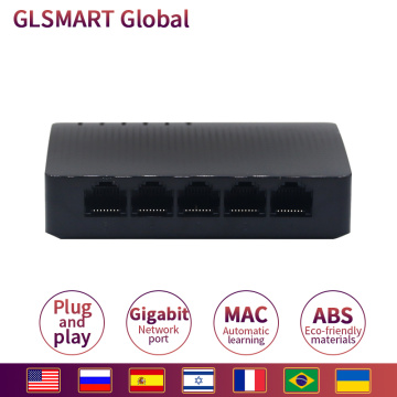 GLSMART GLSG105 Ethernet Network Switch 5 Gigabit 10/100/1000Mbps RJ45 Port Desktop SOHO Switch 10Gbps Capacity Plug and Play