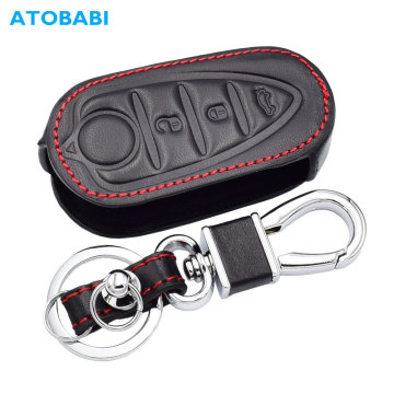 Leather Car Key Case For Alfa Romeo Mito Giulietta 159 Gta Keychain Remote Fob Shell Cover Folding Keys Bag Auto Accessories