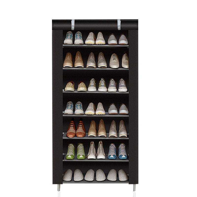 7-Layer Shoe Cabinet Nonwoven Steel Tube Assembled Shoe Rack Reinforced Frame Hallway Shoe Organizer Stand Holder Space Saver