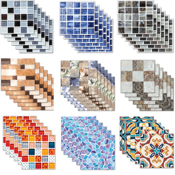 20*20cm*6pcs DIY Moroccan Mosaic Marble Tile Backsplash Wall Paper Stickers Removable Waterproof Shower Room Kitchen Decoration