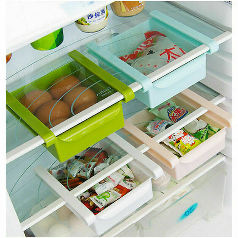 Family Kitchen Slide Kitchen Fridge Freezer Space Saver Rack Organizer Storage Case Rack Shelf Holder Box