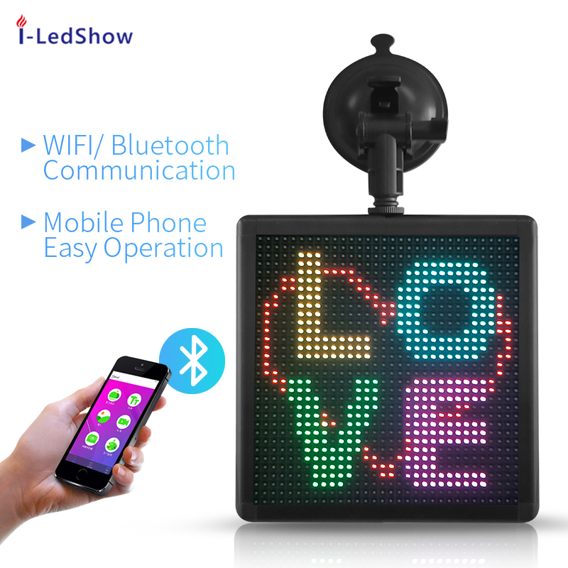 12V Wifi control CAR led Sign board Mood Animation APP Control RGB Programmable Scrolling Message LED Display car window panel