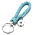 Hot Sale Top Popular Fashion Weave PU Leather Key Chains 18mm Snap Button Keychain Jewelry For Men Women 13 Colors Key rings