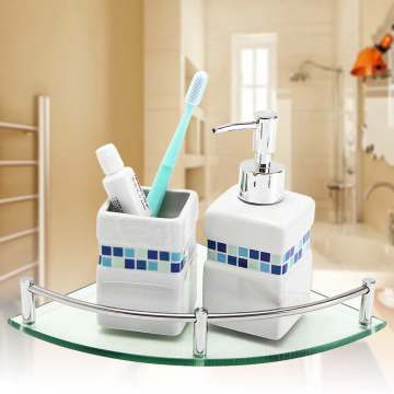 20cm/25cm Bathroom Glass Bath Shower Triangular Shelf Holder Organizer Single Layer Modern Style Glass Bathroom Shelves