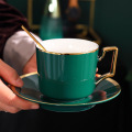 Green Ceramics Creative Cup and Saucer Porcelain Simple Tea Sets Room Coffee Cups Tazas Para Cafe Kitchenware
