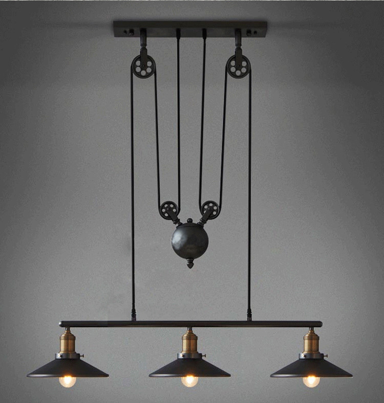 Vintage Pendant Lights Fixtures Loft Style Hanglamp Pulley Retro Lamp Black Metal Industrial Lighting Bedroom Dining Room Bar