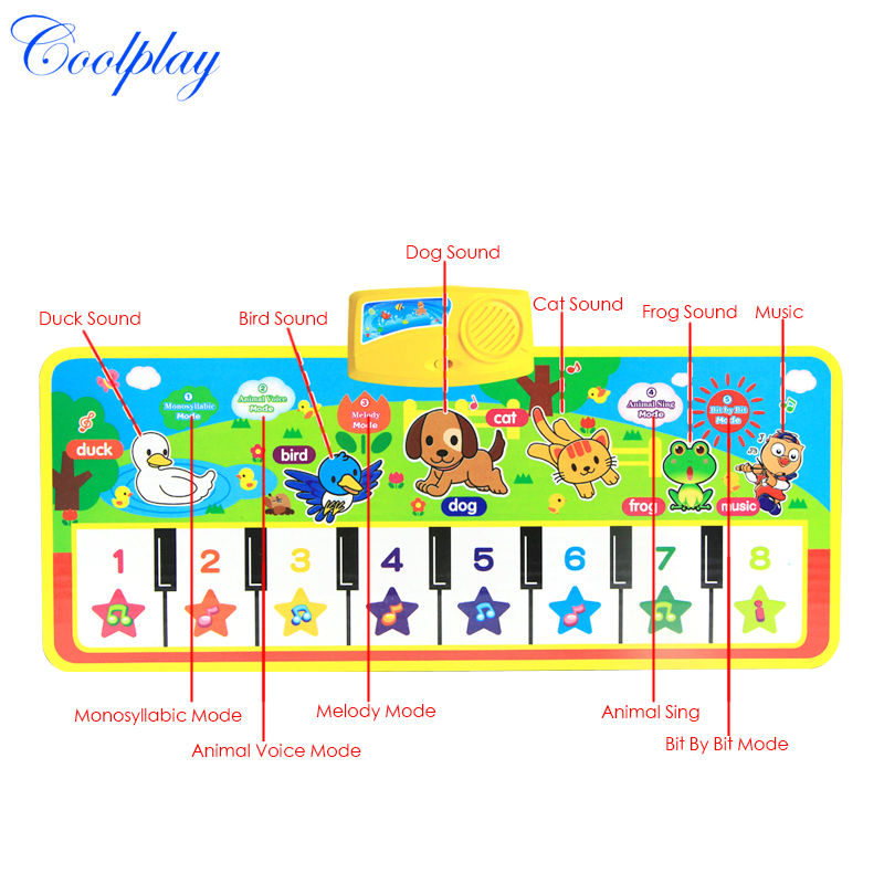 71*28cm Baby Musical Mat Music Carpet Funny Animal Voice Singing Playing Music Piano Early Educational Learning Toys for Kids