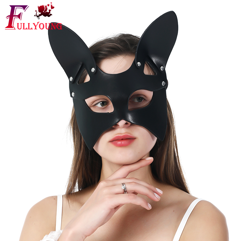 Fullyoung New Sexy Leather Mask Bdsm Punk Fetish Erotic Halloween Carnival Cosplay Catwoman Bunny Masks Masquerade Party Mask