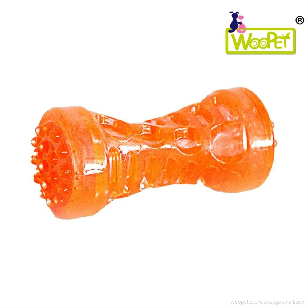 Factory Wholesale TPR Pet Products Squeaky Interactive Chew Barbell Dog Toy