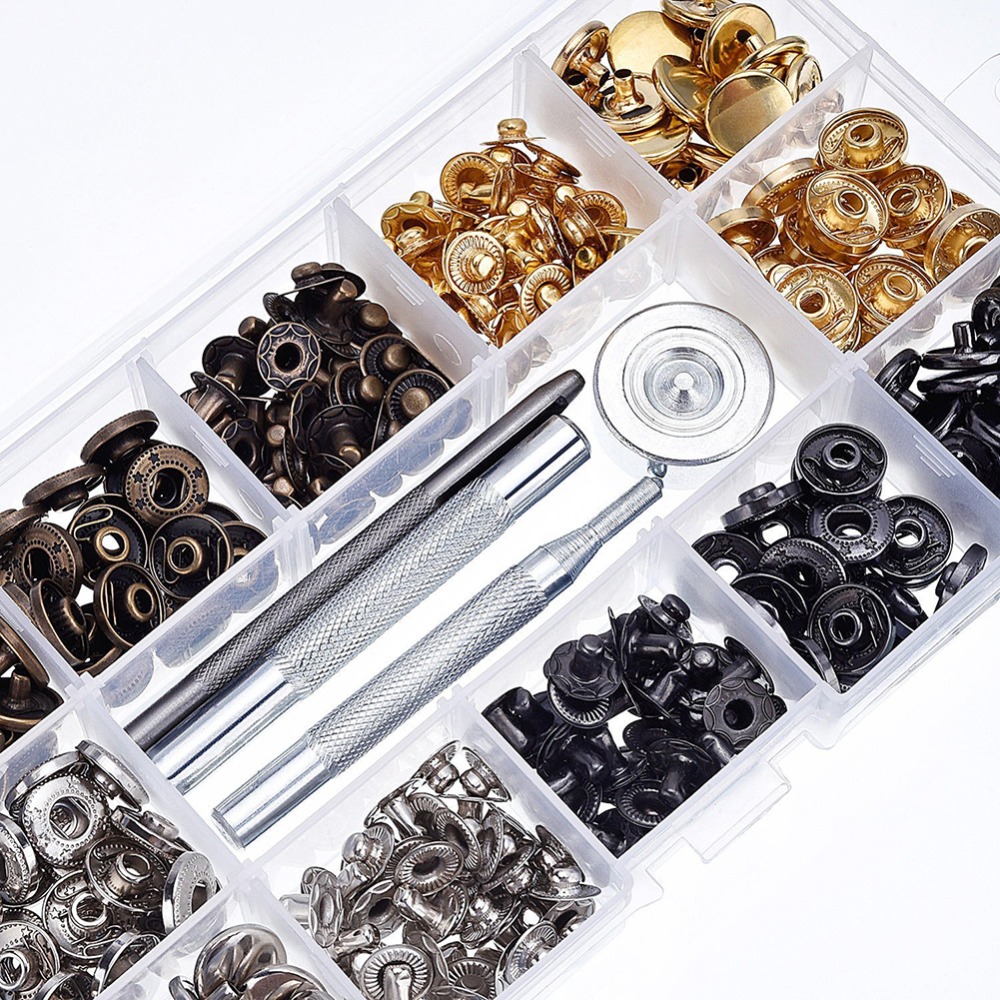 80 Sets/Pack Leather Craft Snap Fasteners Snaps Button Press Studs Rivets for clothing craft with 633# Fixing Tools