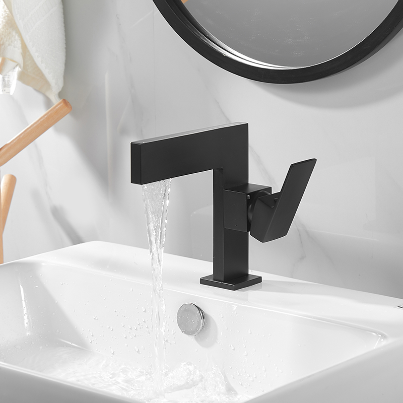 Bathroom black brass bathroom faucet single handle water tap matte black brass sink tap cold and hot mixer tap MJ118