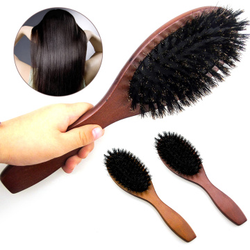 Natural Boar Hairbrush Massage Comb Anti-static Hair Scalp Paddle Brush Beech Wooden Handle Hair Brush Hair Comb Styling Tool